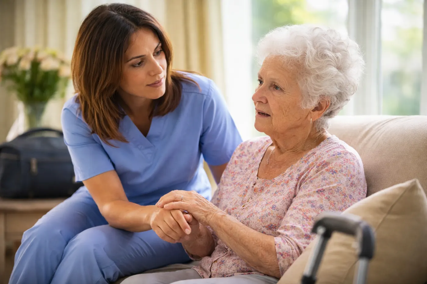 Warm, professional home care in Essex — carer and client at home